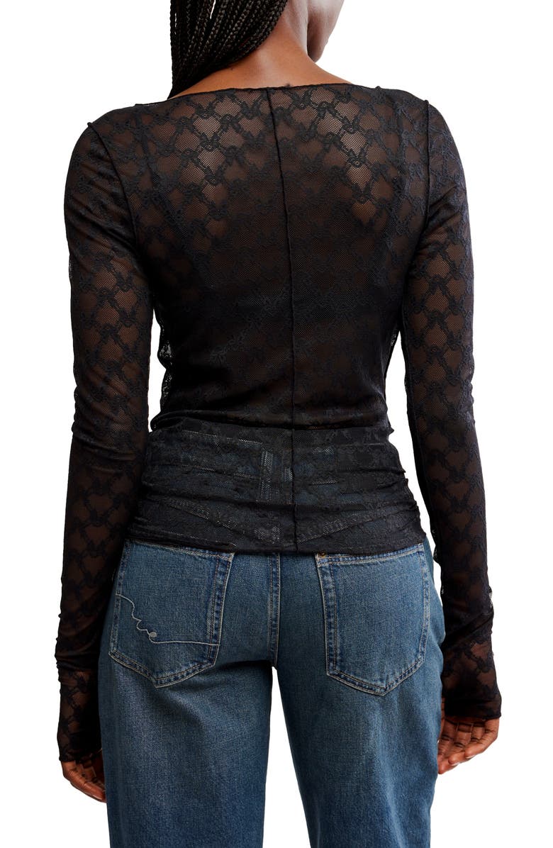 Free People From Me to You Long Sleeve Sheer Lace T-Shirt, Alternate, color, 
