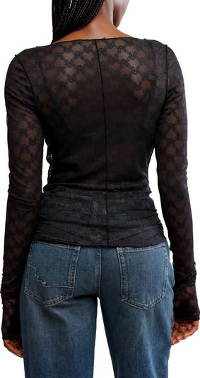 From Me to You Long Sleeve Sheer Lace T-Shirt