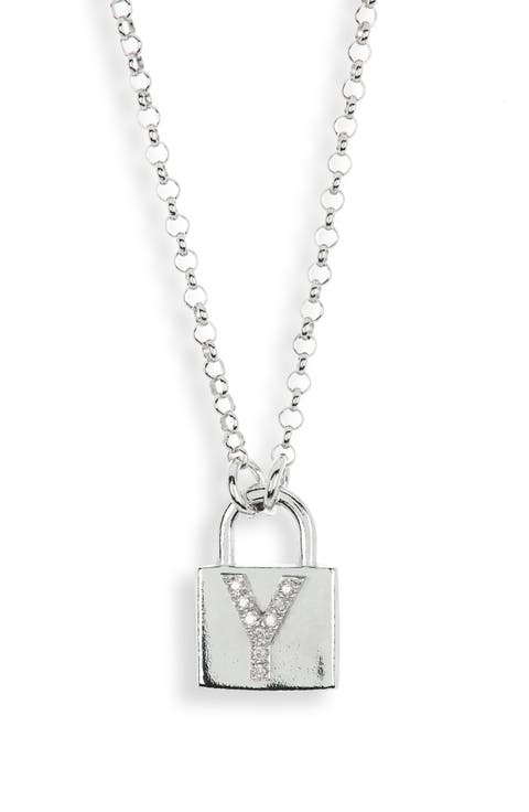 Diamond Padlock Initial Pendant Necklace - 0.12ct.
