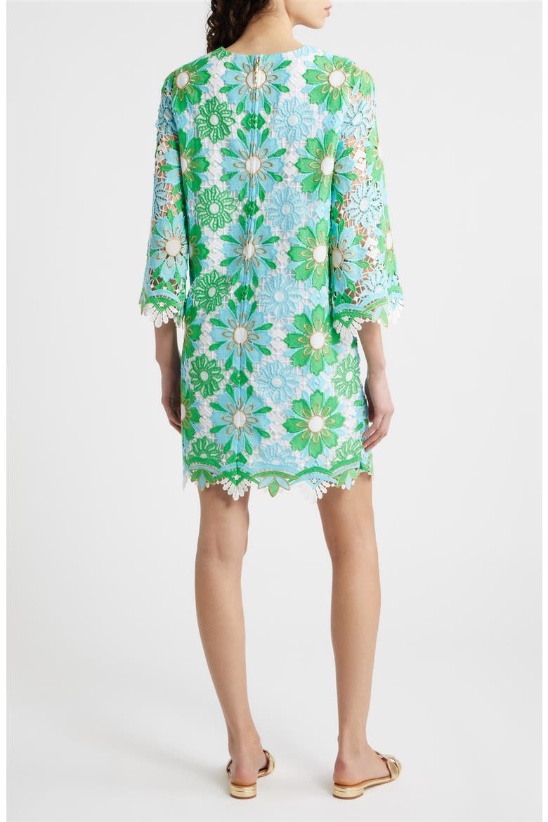 Jouri Metallic Floral Lace Shift Dress, Alternate, color, PUTTING GREEN SUNSHINE