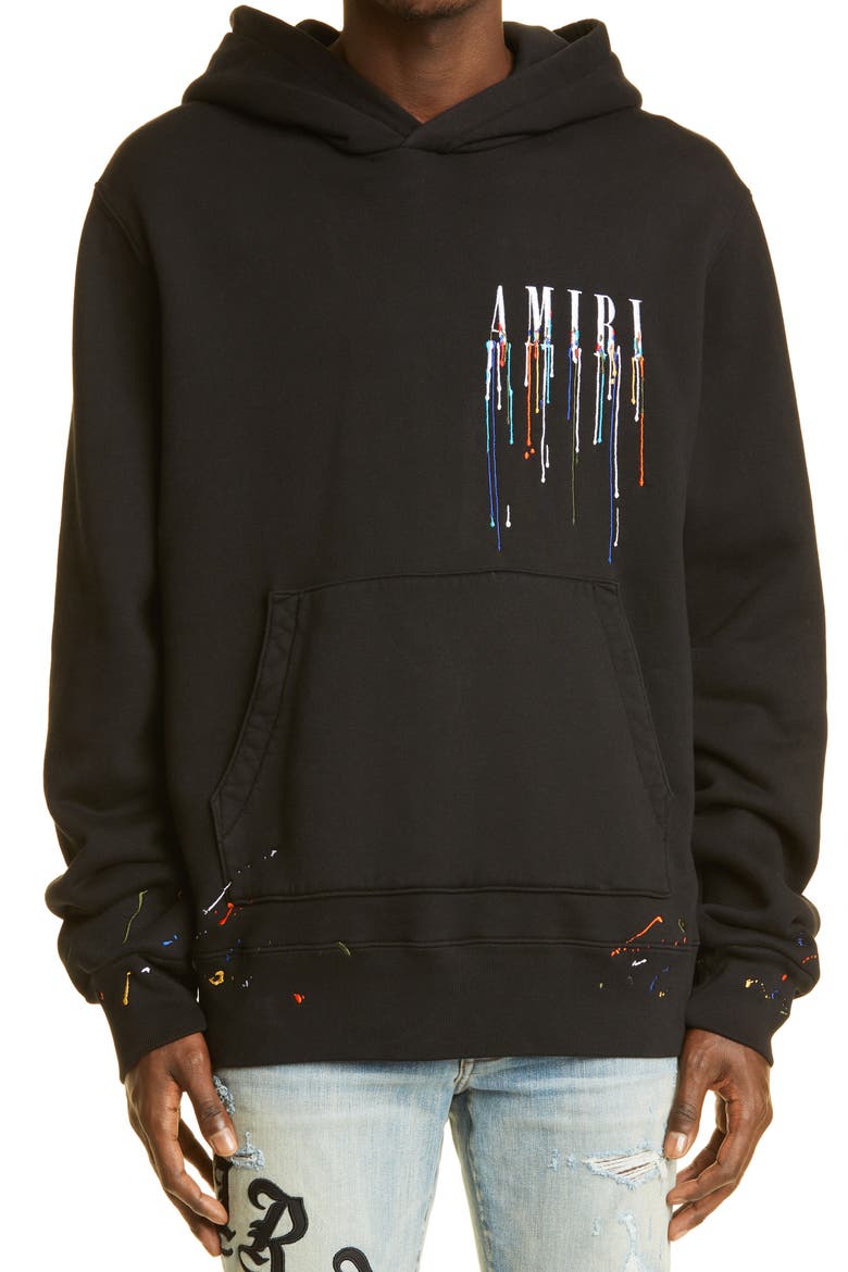AMIRI Embroidered Paint Drip Core Logo Hoodie (Men) | Nordstrom