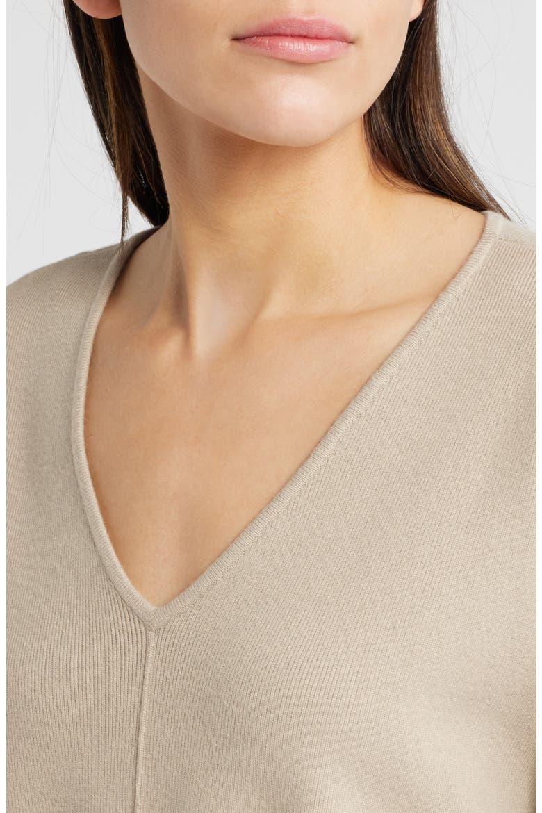 Hollyn V-Neck Sweater, Alternate, color, HEATHER OATMEAL