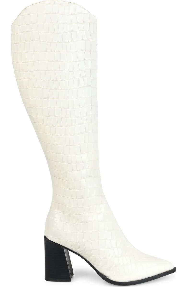 Journee Signature Laila Leather Boot, Alternate, color, Off White