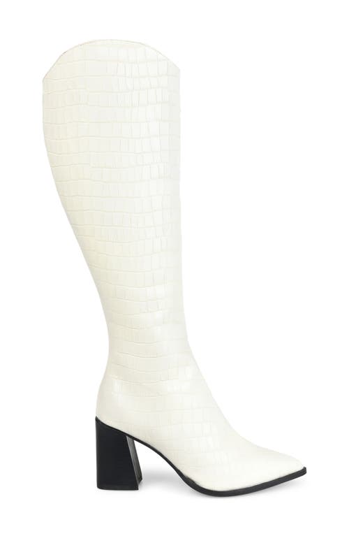 Journee Signature Laila Leather Boot In Off White