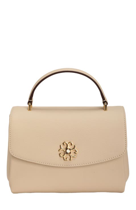 Top Handle Leather Bag with Crossbody Strap