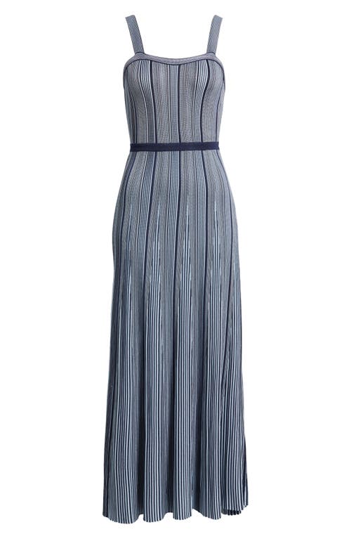 Misook X Lani Lynn Striped Scoop-neck Knit Maxi Dress In Blue