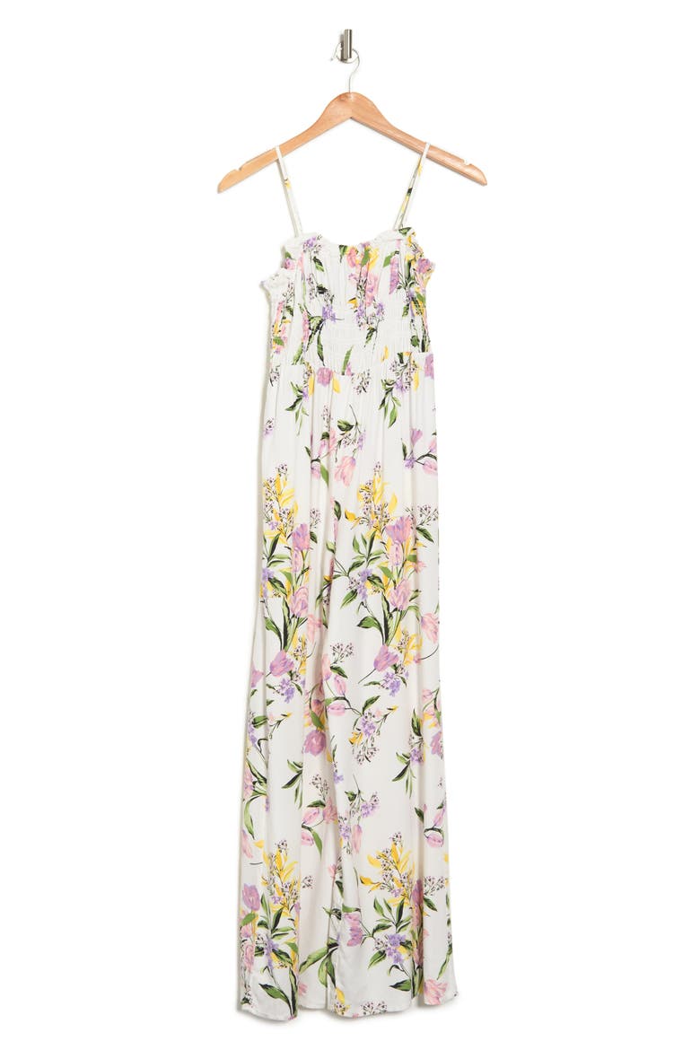 Smocked Maxi Dress, Alternate, color, BLANC TULIP