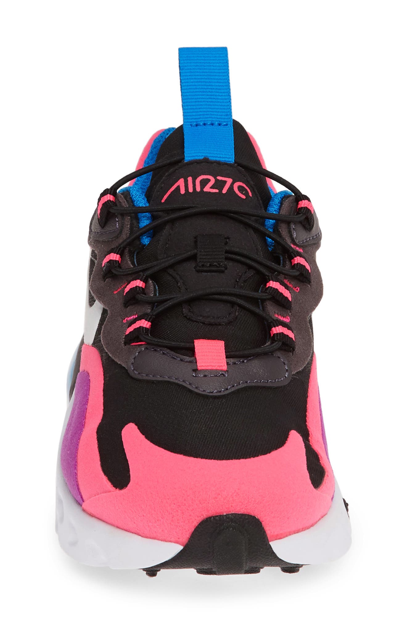 Air Max 270 React Sneaker, Alternate, color, BLACK/ WHITE/ PINK/ PURPLE