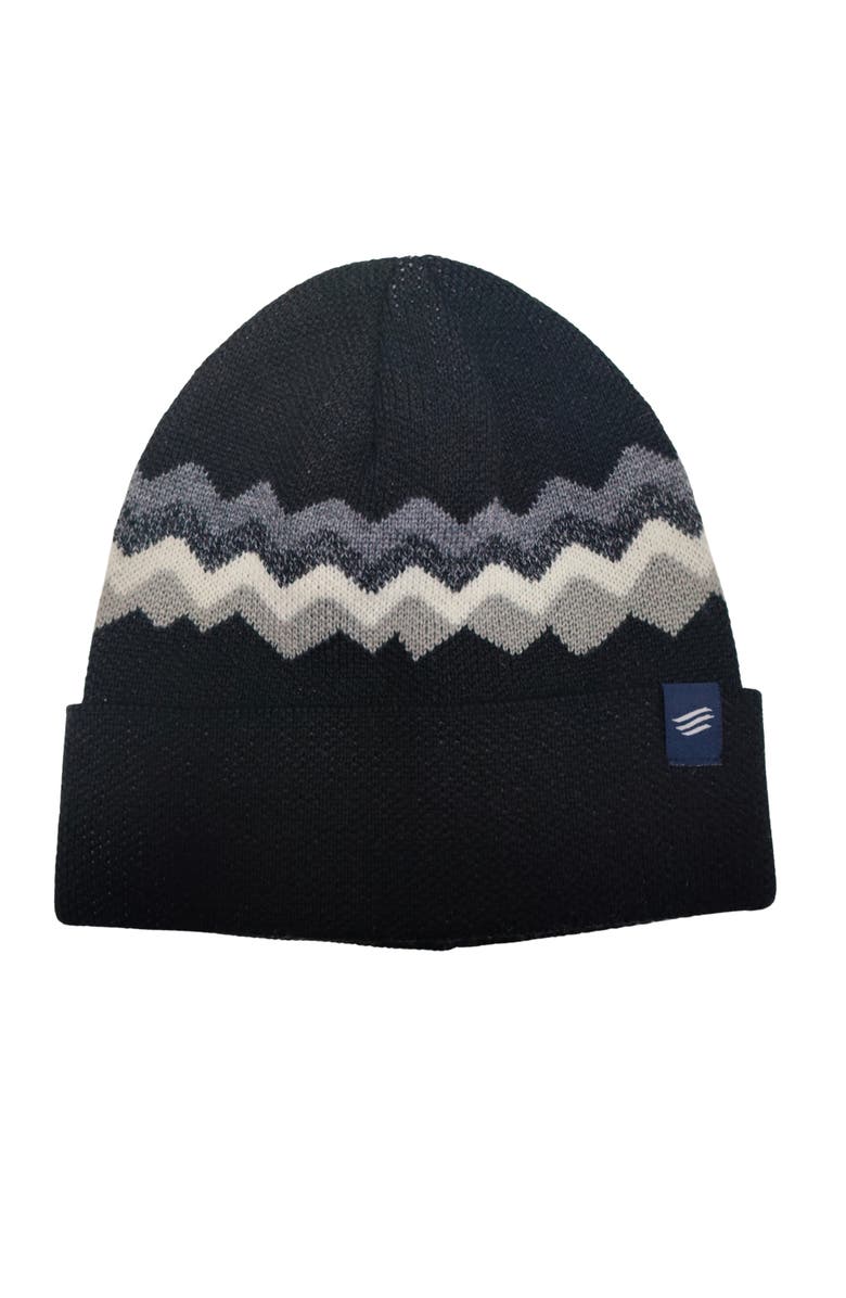 United By Blue The Merino Wool Mountain Scape Knit Beanie, Main, color, Black
