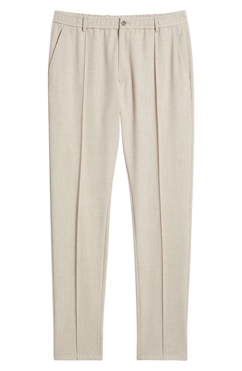Emporio Armani Flat Front Mélange Stretch Gabardine Pants, Alternate, color, Beige