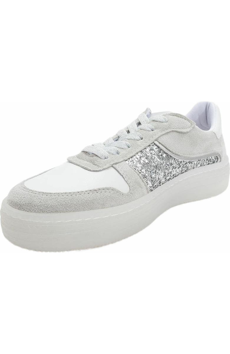 Forever & Always Shoes Felipe Glitter Leather Sneakers, Alternate, color, Silver Leather