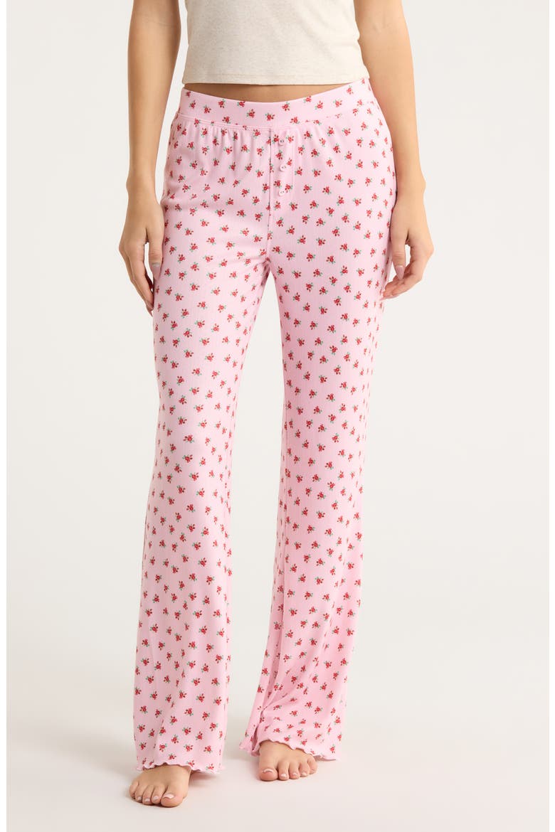 Crazy for the Holidays Brushed Pointelle Pajama Pants, Main, color, PINK