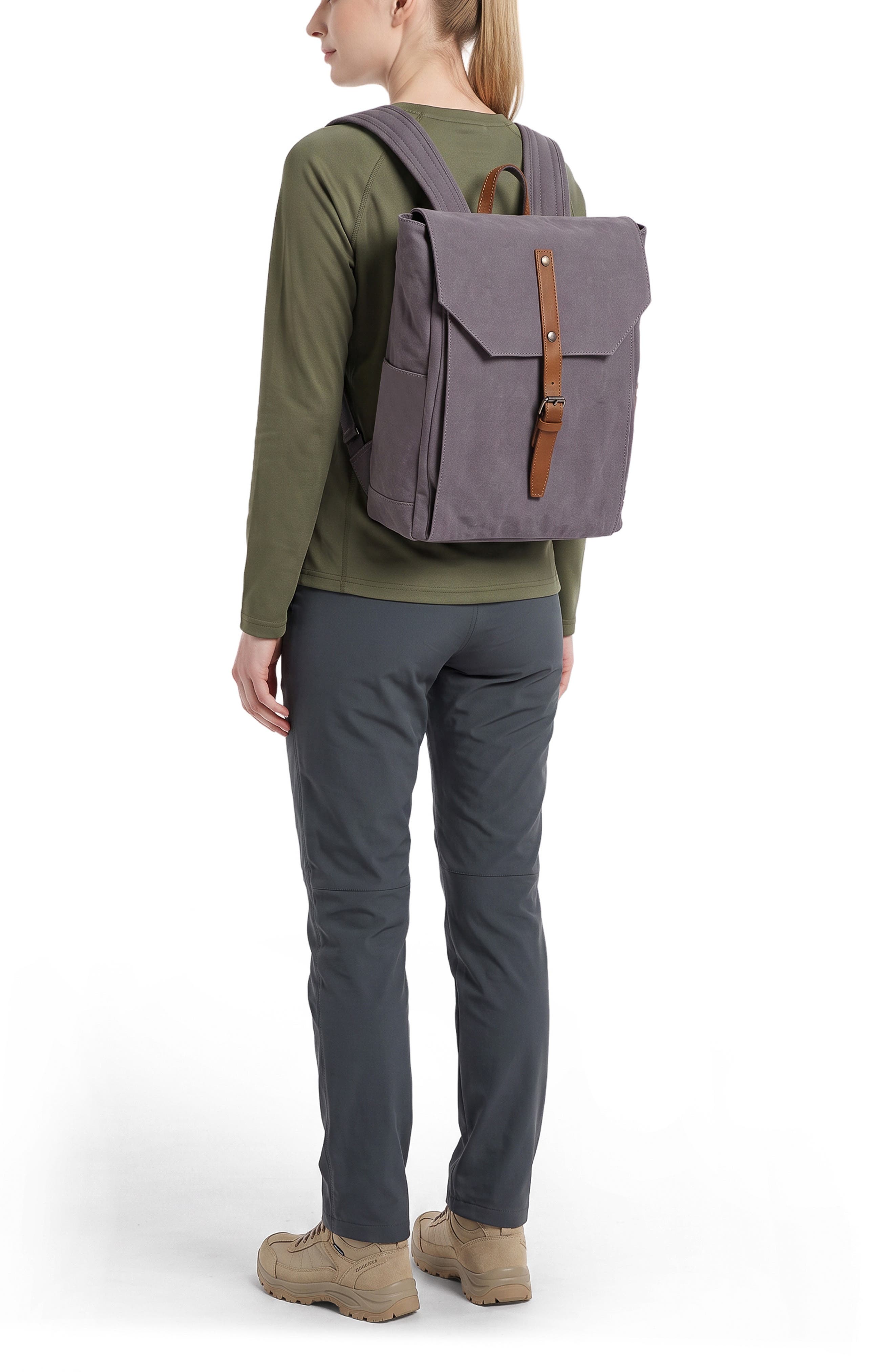 Sunny Trail Canvas & Leather Backpack, Alternate, color, GREY