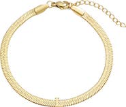 Adornia 18k Gold Plated Initial Herringbone Chain Bracelet