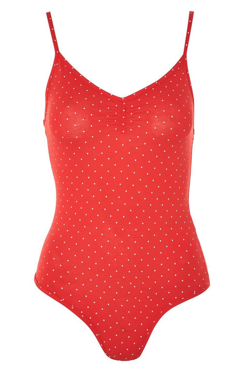 Topshop Polka Dot Bodysuit, Alternate, color, 