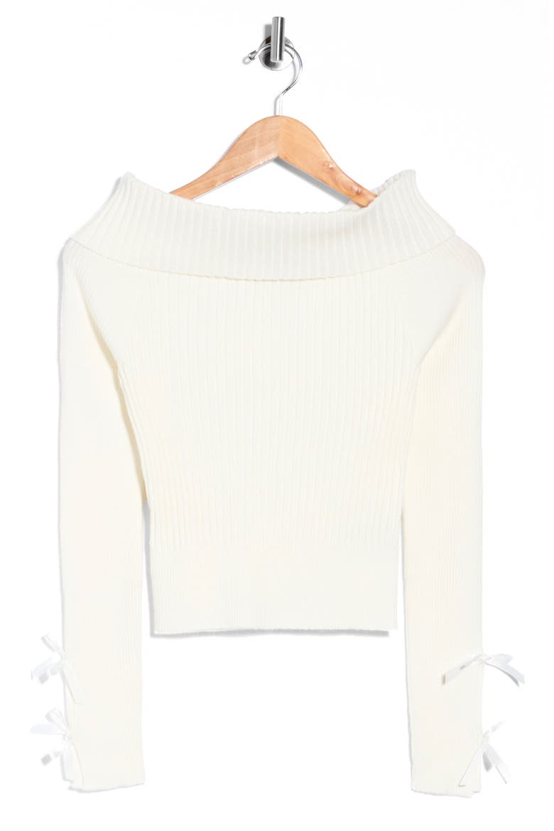 Bow Sleeve Off the Shoulder Sweater, Alternate, color, IVORY