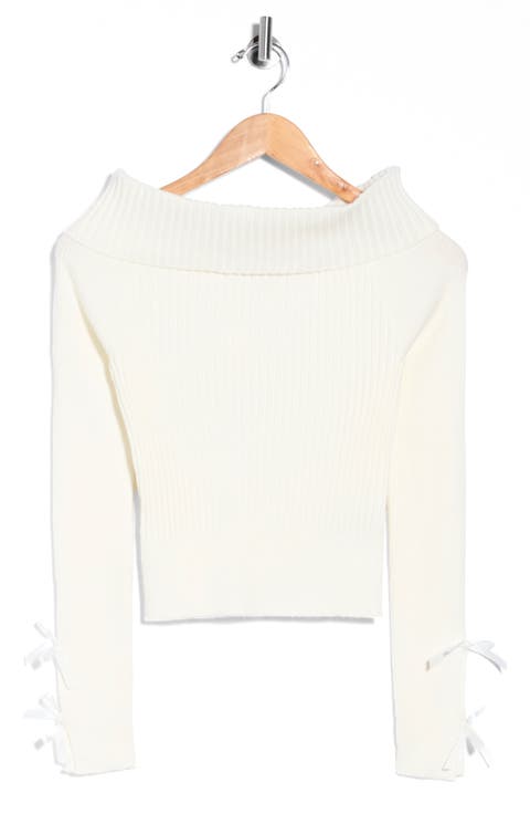 Bow Sleeve Off the Shoulder Sweater