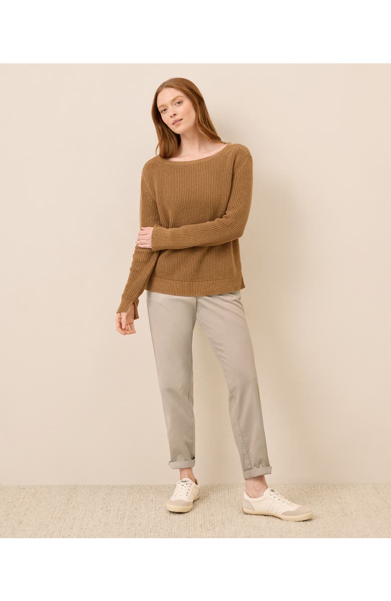 Pact Luxe Knit Boatneck Sweater, Alternate, color, Brown Sugar Heather