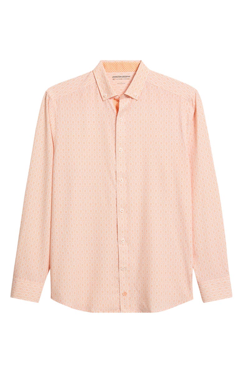Johnston & Murphy XC+<sup>™</sup> Football Print Performance Button-Down Shirt, Main, color, Orange