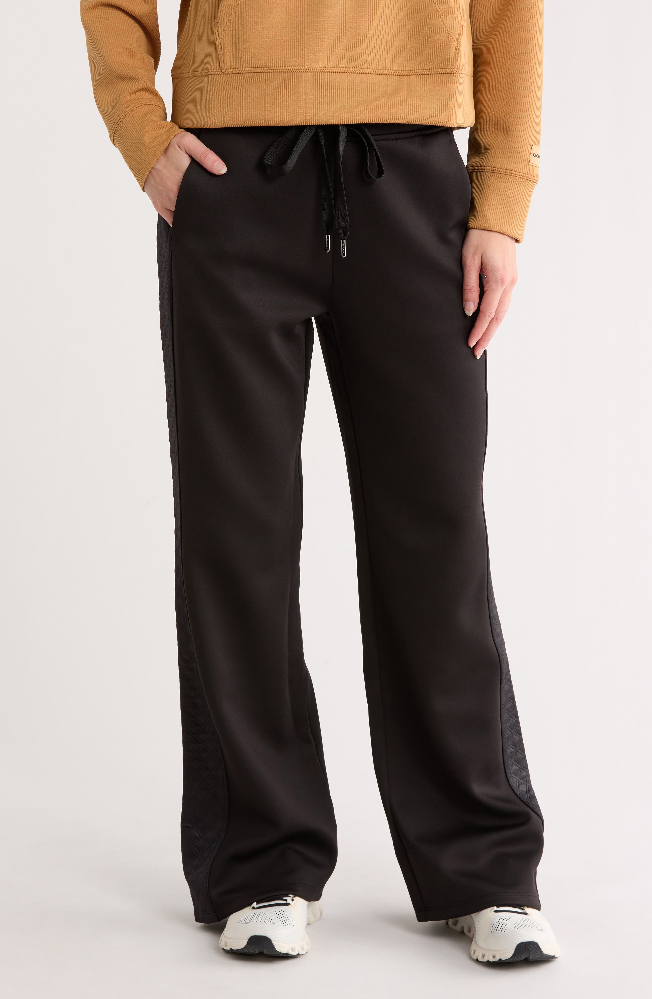 DKNY Faux Leather Trim Scuba Pants