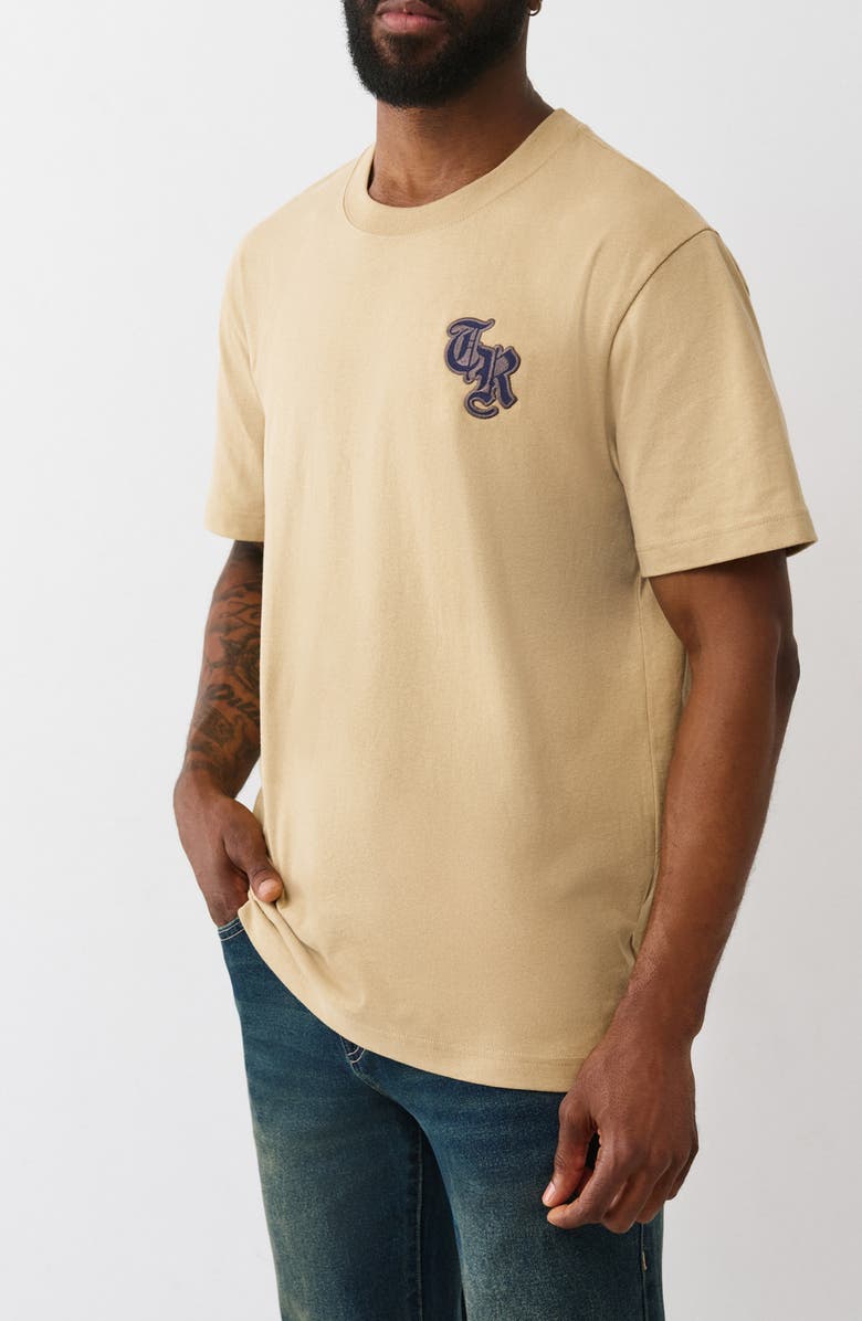 True Religion Heavy Logo Cotton T-Shirt, Alternate, color, Travertine