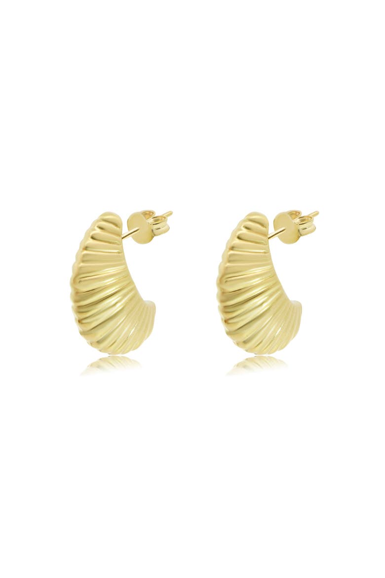 Seashell C-Hoop Earrings, Alternate, color, Yellow Gold