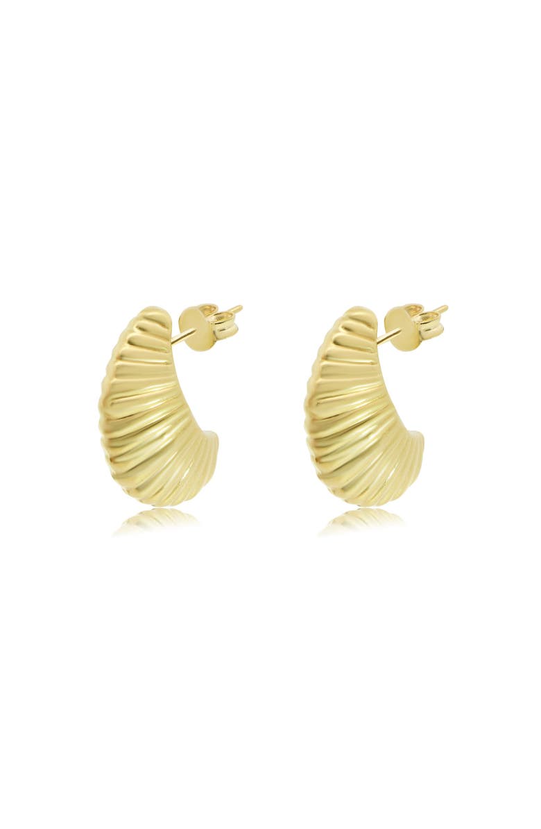 The Lovery Fine Jewelry Seashell C-Hoop Earrings, Alternate, color, Yellow Gold