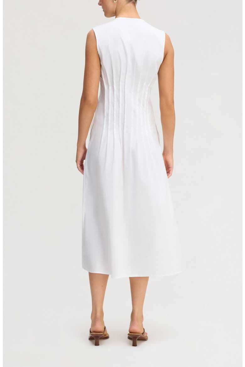 Pleated Waist Sleeveless Midi Dress, Alternate, color, BRIGHT WHITE