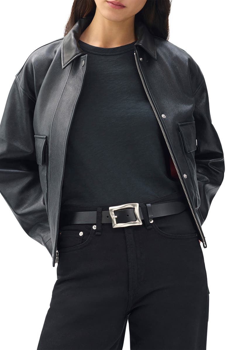 rag & bone Waverly Leather Belt, Alternate, color, Black