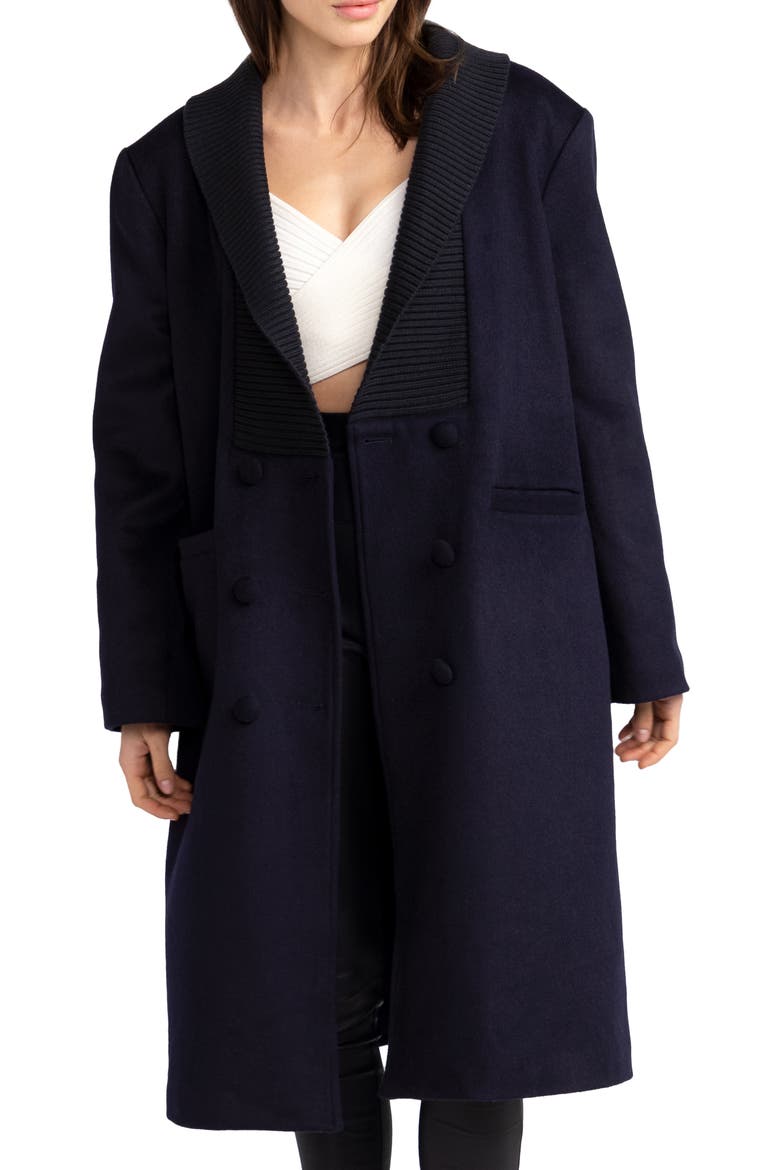 After Party Quilt Lined Wool Blend Coat, Alternate, color, NAVY