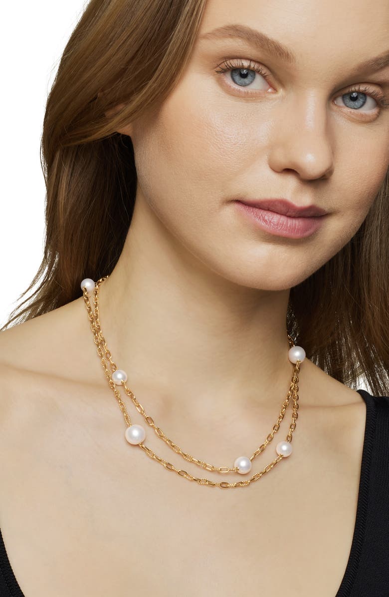 David Yurman DY Madison<sup>®</sup> Necklace in 18K Yellow Gold with Pearls, 6.2mm, Alternate, color, 18K Yellow Gold