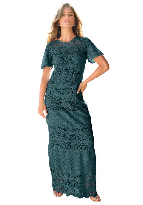 Crochet Lace Maxi Dress (Plus)