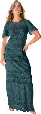 Roaman's Crochet Lace Maxi Dress