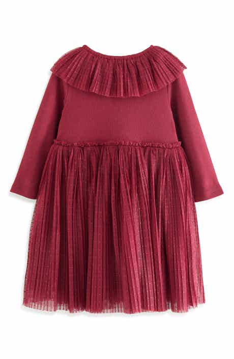 NEXT Kids' Long Sleeve Dot Mesh Dress