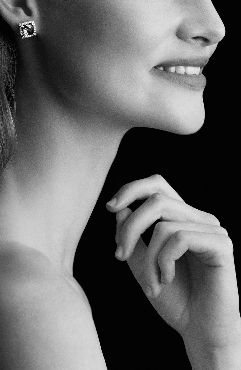 David Yurman Châtelaine Pavé Bezel Stud Earrings with Diamonds, Alternate, color, Blue Topaz