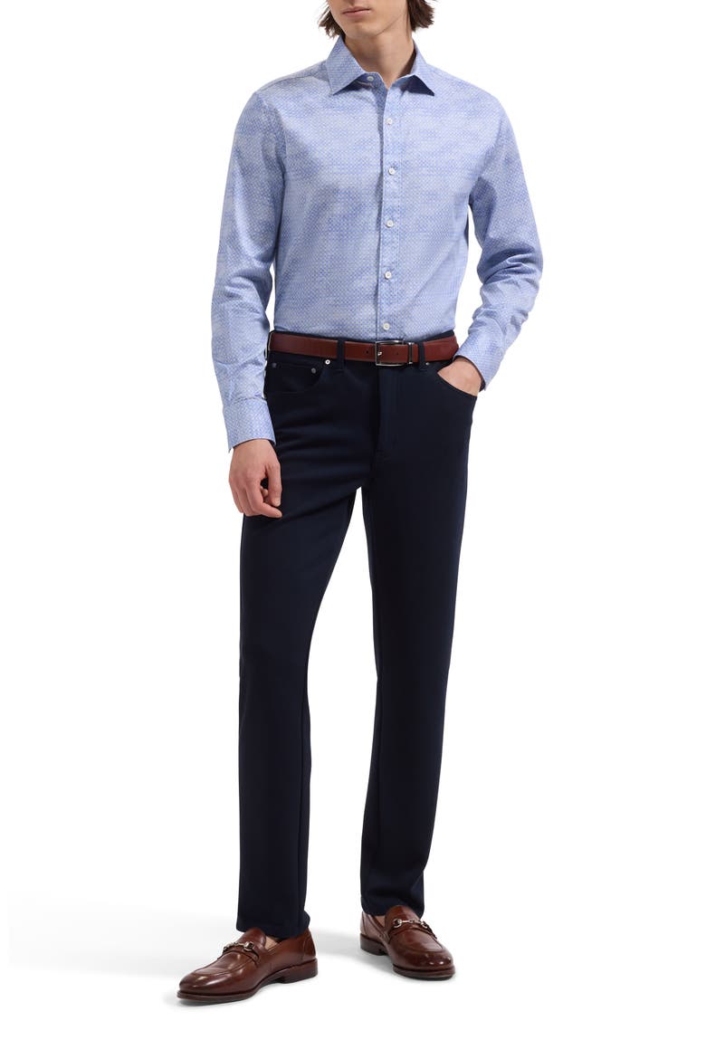 Axel Shaped Fit Mini Check Stretch Cotton Button-Up Shirt, Alternate, color, AIR BLUE