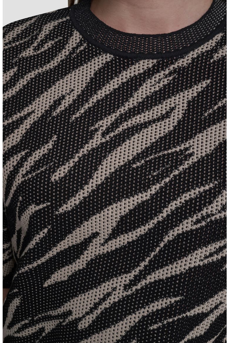 Animal Pattern Openwork Jacquard Short Sleeve Sweater, Alternate, color, CONCRETE ANIMAL