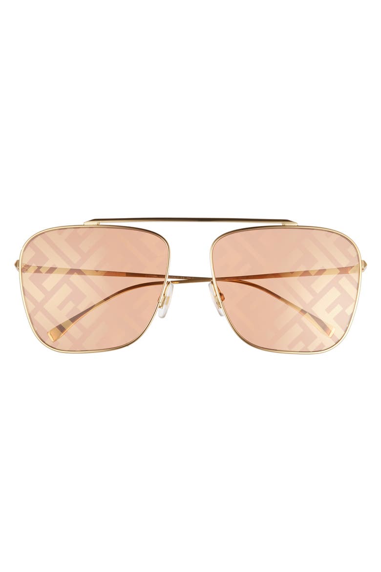 61mm Lenticular Lens Navigator Sunglasses, Alternate, color, GOLD/ ORANGE DECOR