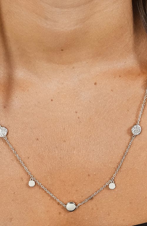 Sterling Forever Delicate Cubic Zirconia Disc Station Necklace In Silver
