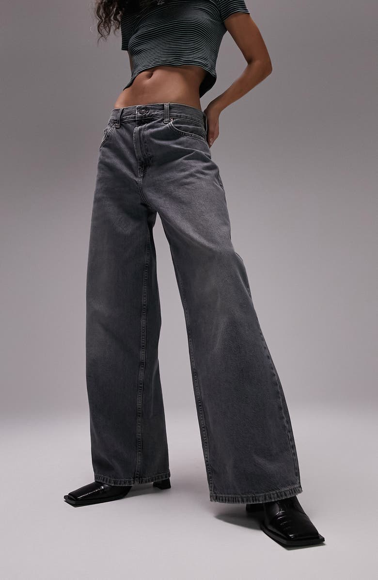 Topshop Low Slung Wide Leg Boyfriend Jeans, Main, color,