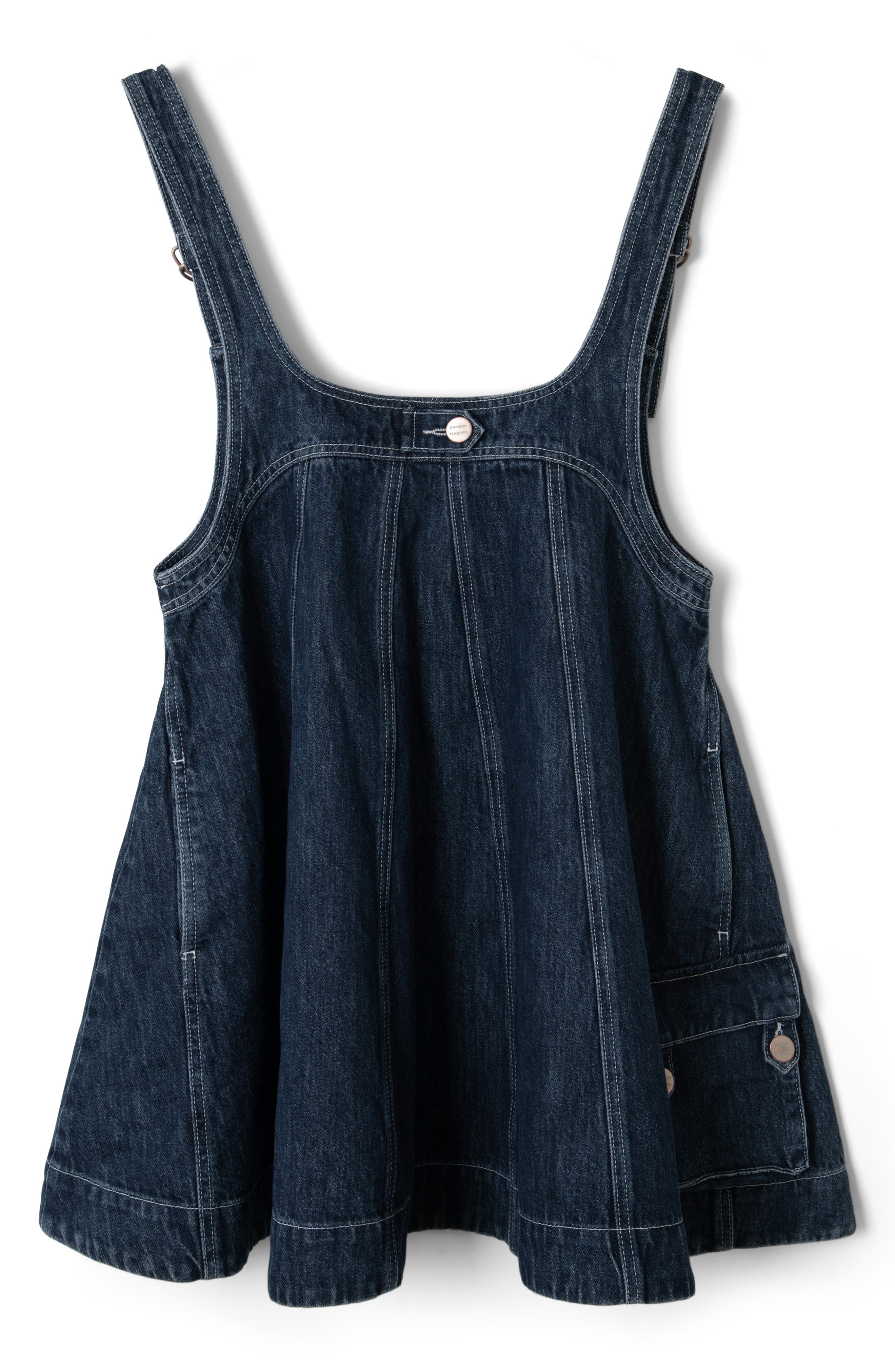mother the over it denim mini dress MOTHER The Over It Denim Mini Dress
