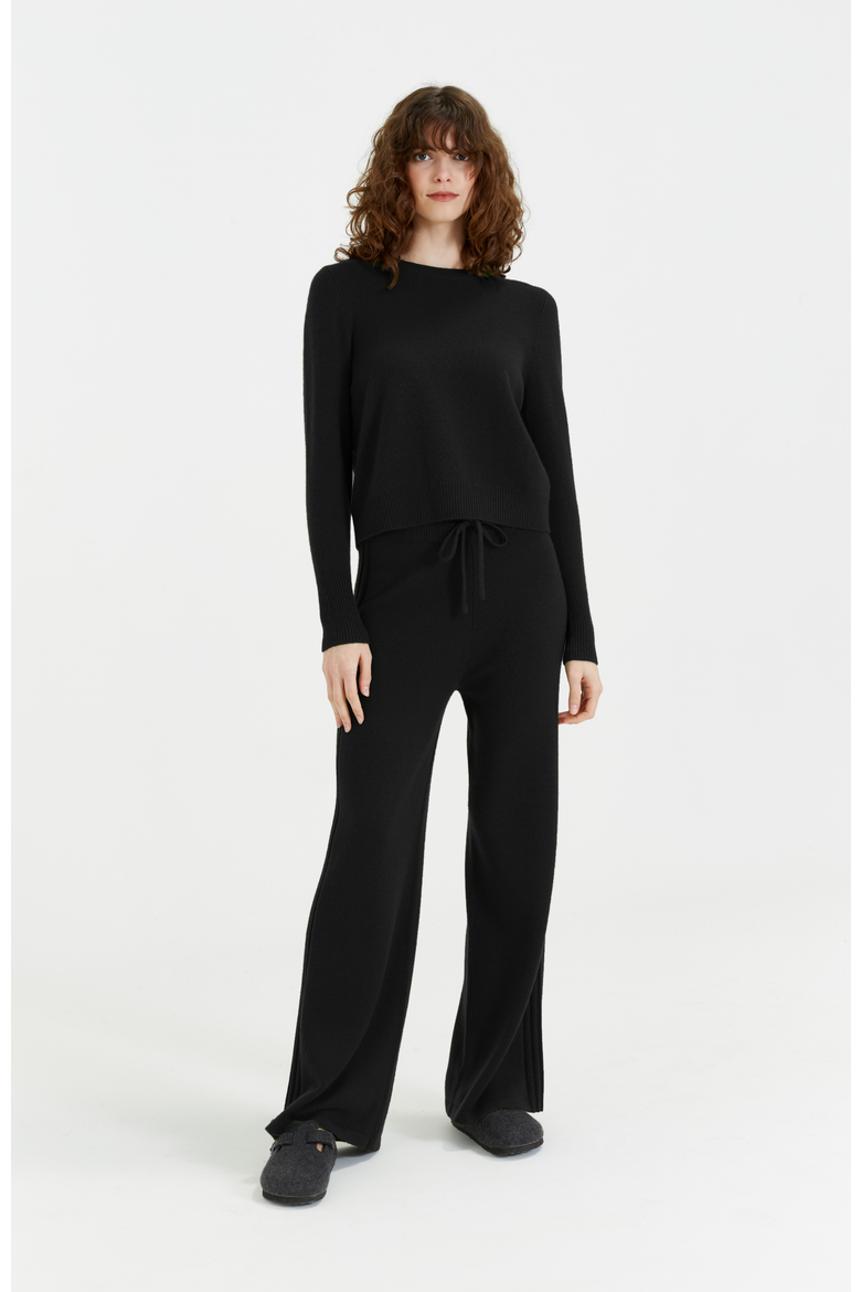 Pure Cashmere Cropped Sweater, Alternate, color, Black