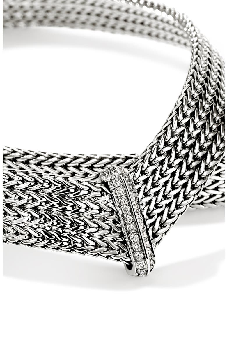 Icon Sterling Silver Diamond Link Necklace, Alternate, color, SILVER