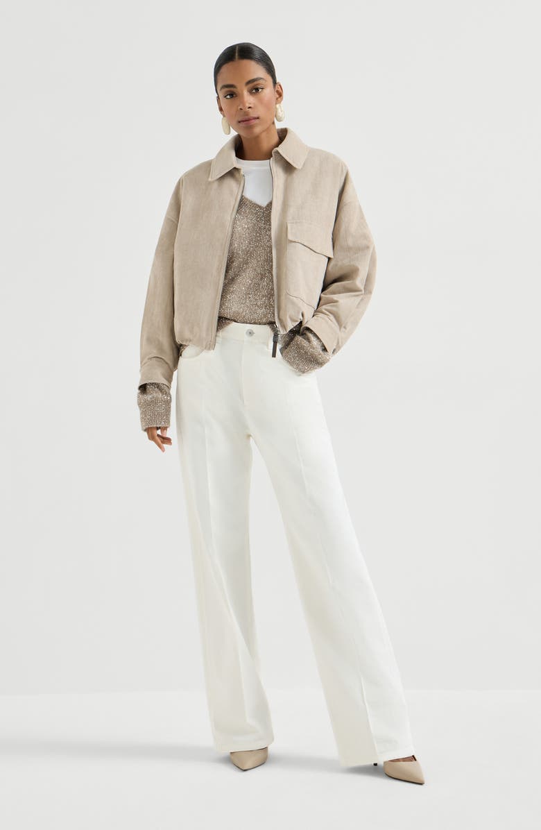 Brunello Cucinelli Vintage corduroy outerwear jacket, Alternate, color, Beige