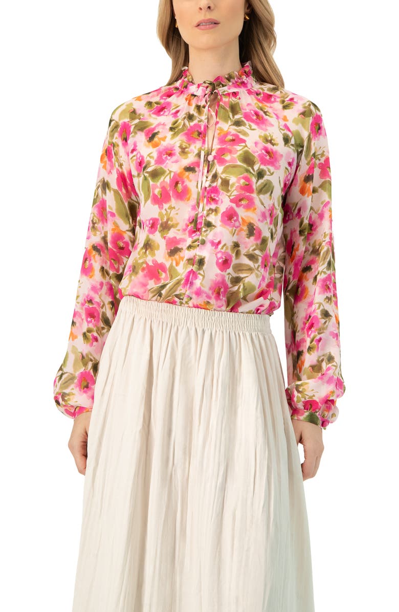 IVONNE Floral High Neck Blouse, Main, color, Multicolor-Pink