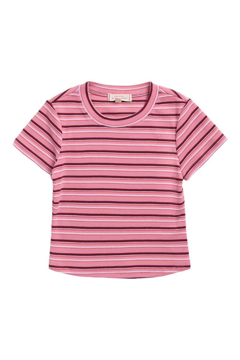 Kids' Stripe Crewneck T-Shirt, Main, color, PINK STRIPE