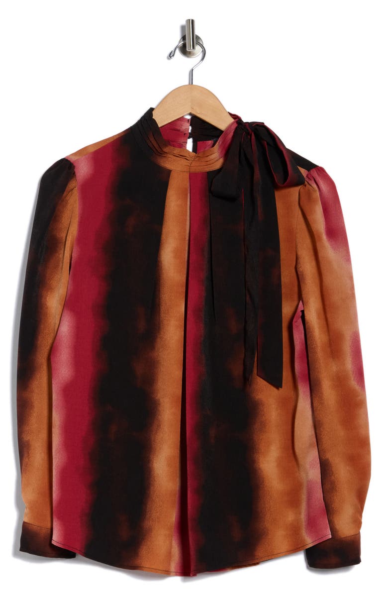 Adrianna Papell Side Bow Neck Top, Main, color, Cranberry Watercolor