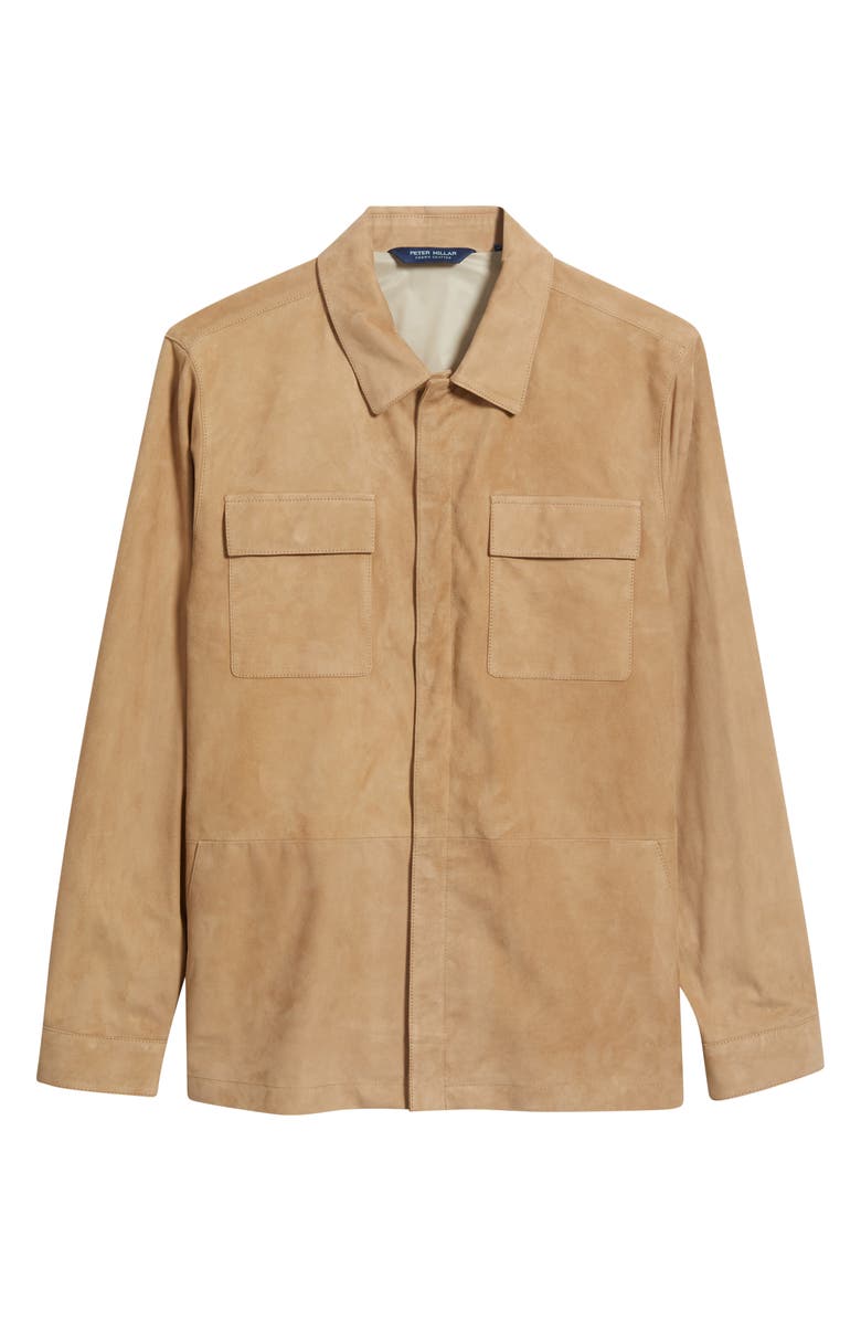 Peter Millar Crown Crafted Water Resistant Featherweight Suede Shirt Jacket, Alternate, color, Sand