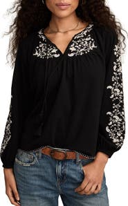 Lucky Brand Embroidered Peasant Top