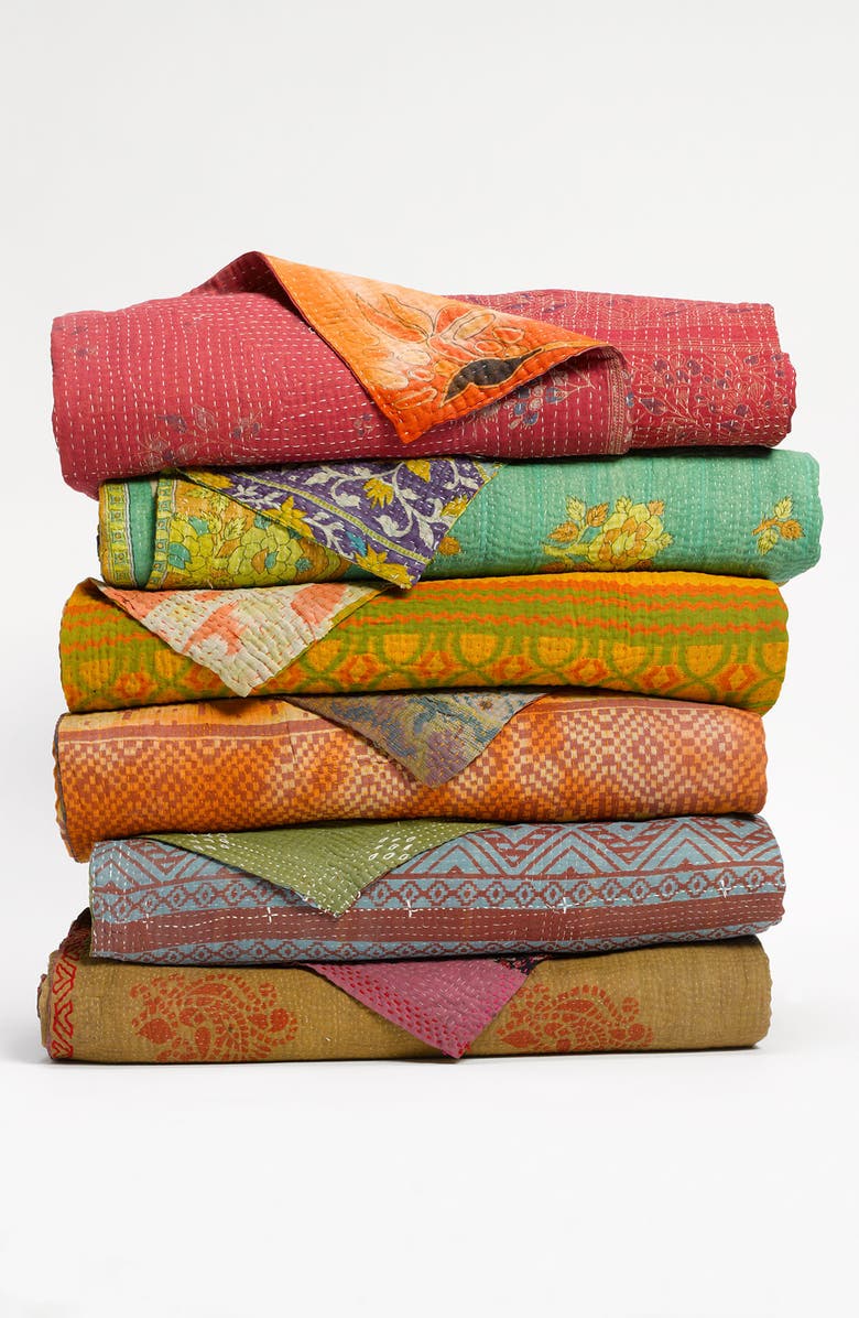 SUDHA PENNATHUR Kantha Hand Crafted Throw, Main, color,